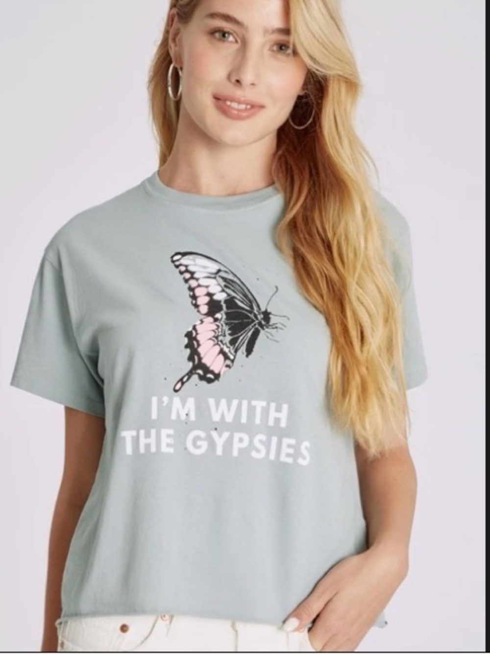 Wildfox Green Short Sleeve Butterfly Graphic I’m With The Gypsies NEW Medium Tee